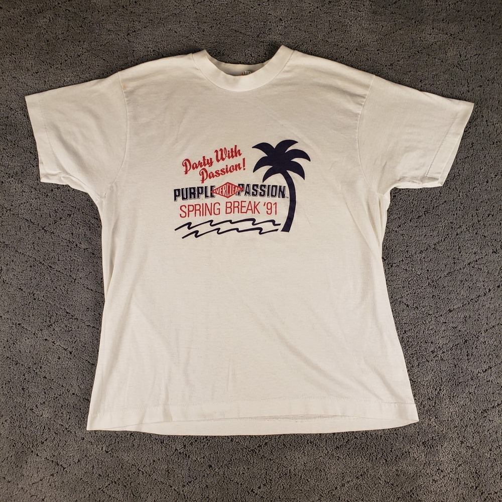 Vintage Spring Break 1991 T-Shirt Adult XL White Short Sleeve 90s Beach Party